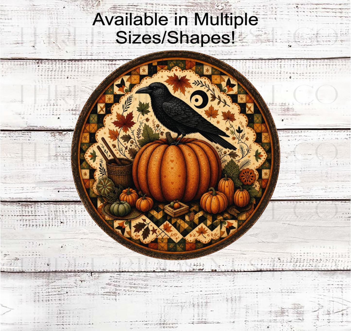 Fall Wreath Sign, Quilt Lover, Autumn Crow, Americana Primitive Farmhouse- FT2883