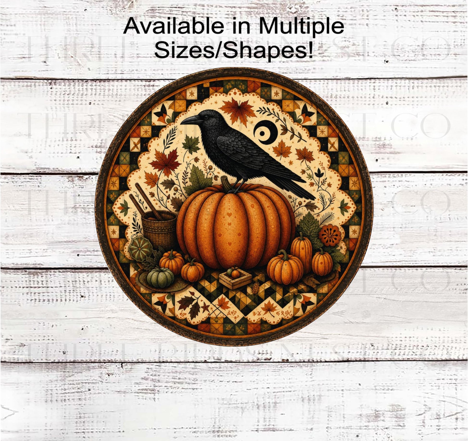 Fall Wreath Sign, Quilt Lover, Autumn Crow, Americana Primitive Farmhouse- FT2883