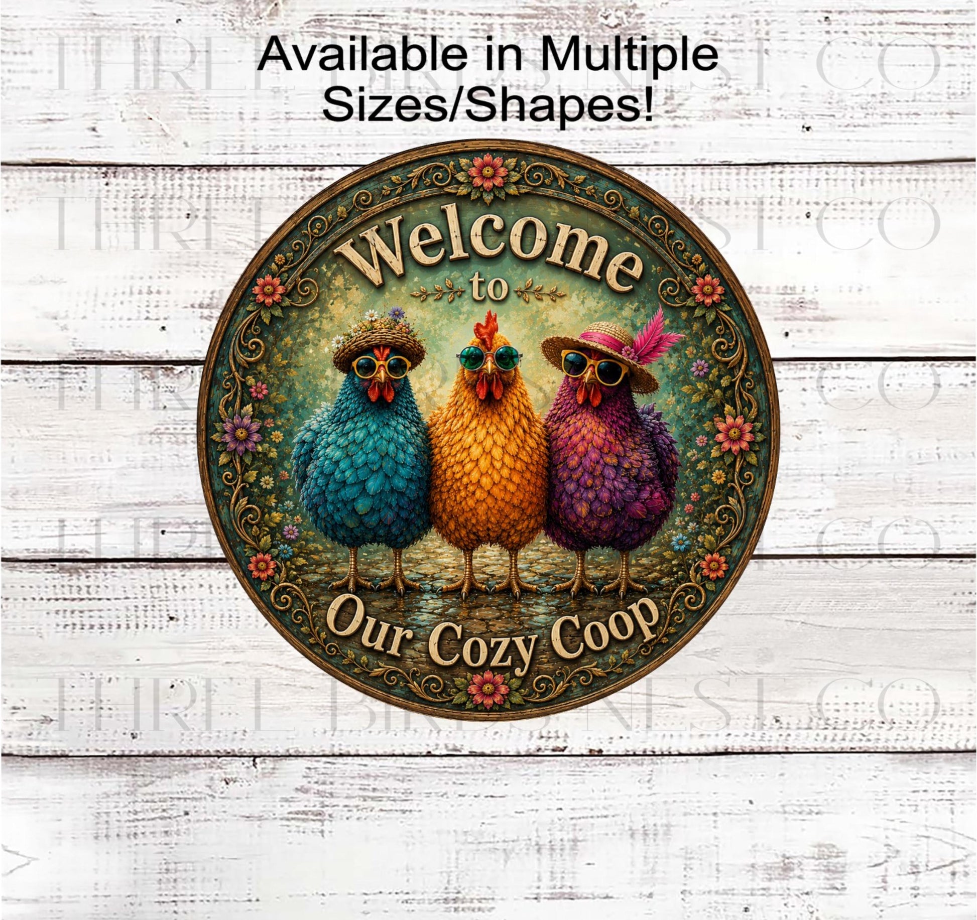 Chicken Wreath Sign, Welcome to Our Cozy Coop, Rustic Farmhouse- FH2888