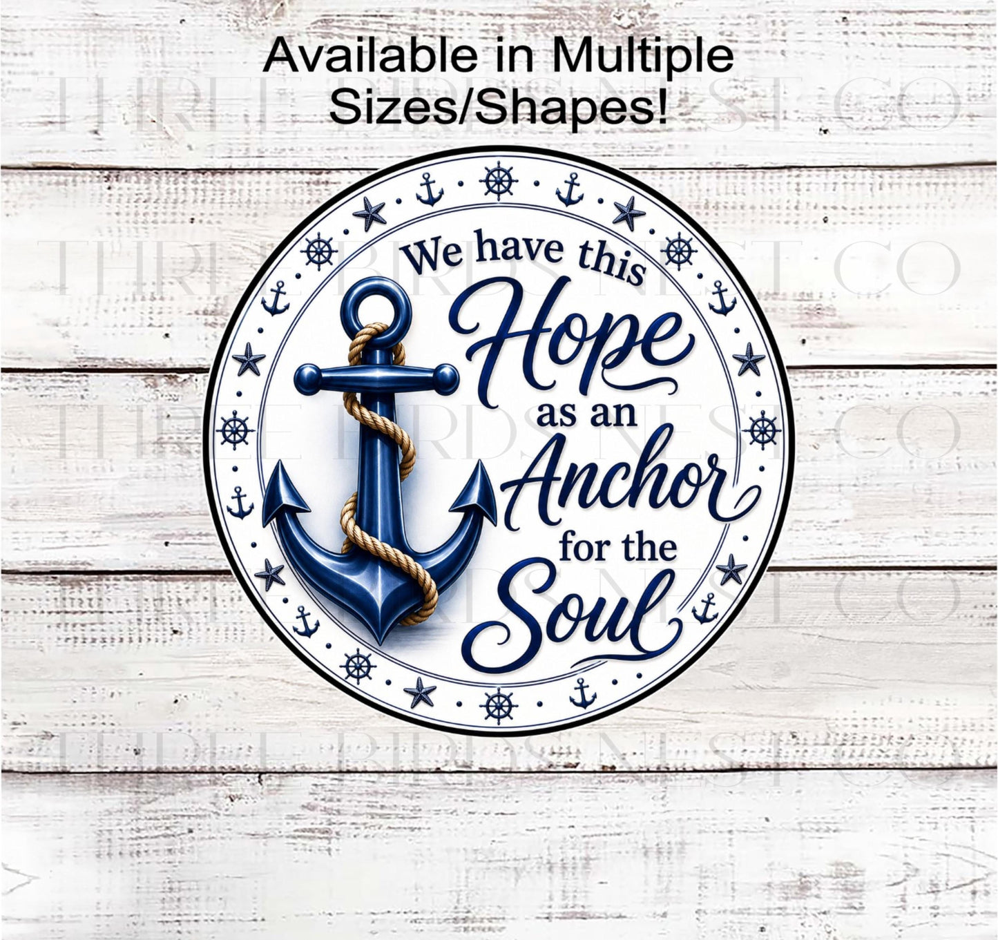 Nautical Wreath Sign, Hope Anchors the Soul, Beach Scripture- IR2893