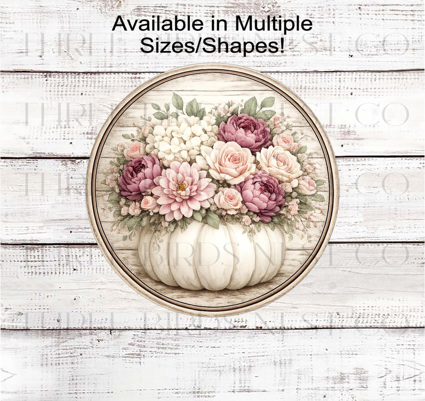 Fall Wreath Sign, Pumpkin Lover, Autumn Bouquet with Roses and Hydrangeas- FT2896