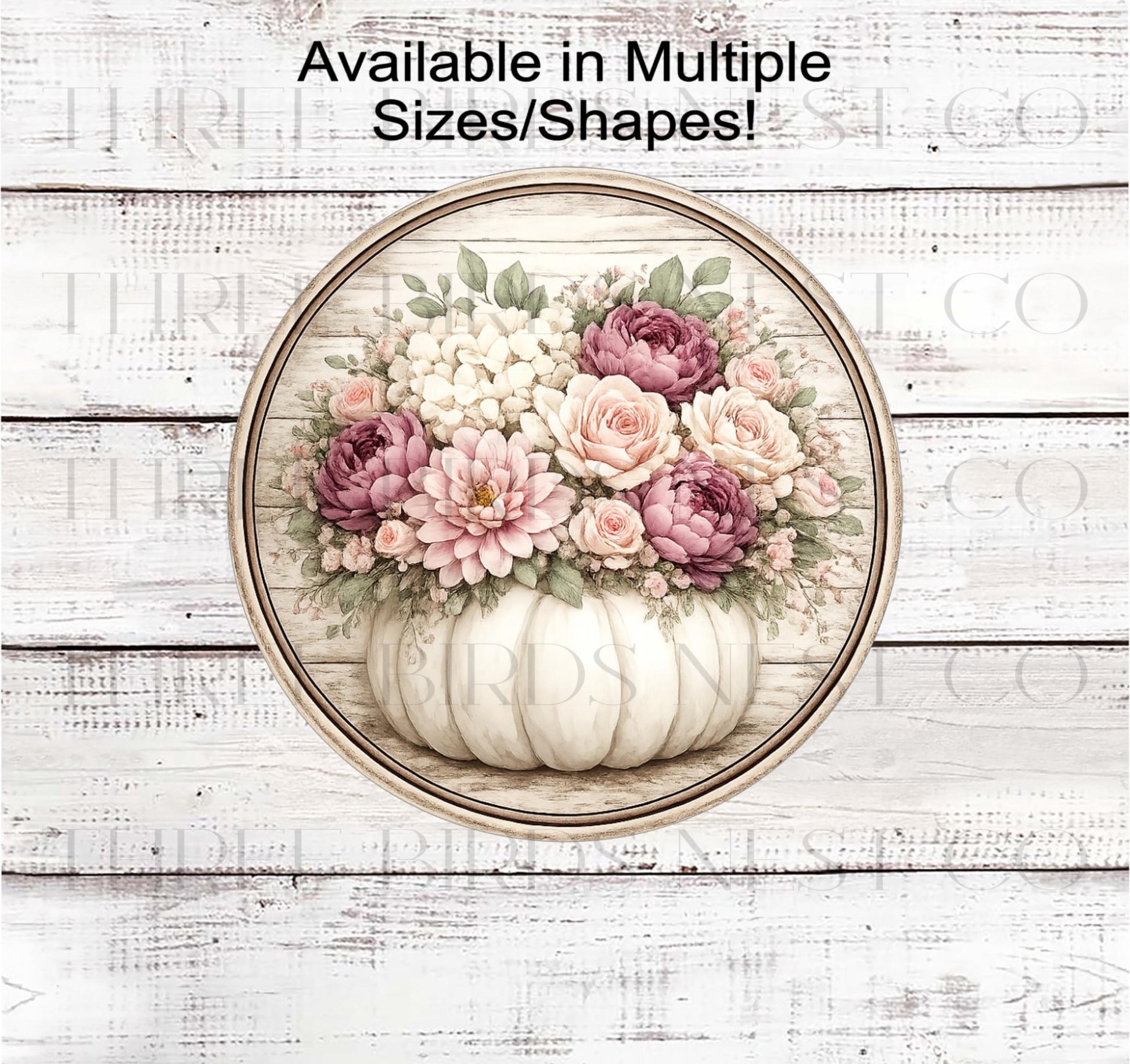 Fall Wreath Sign, Pumpkin Lover, Autumn Bouquet with Roses and Hydrangeas- FT2896