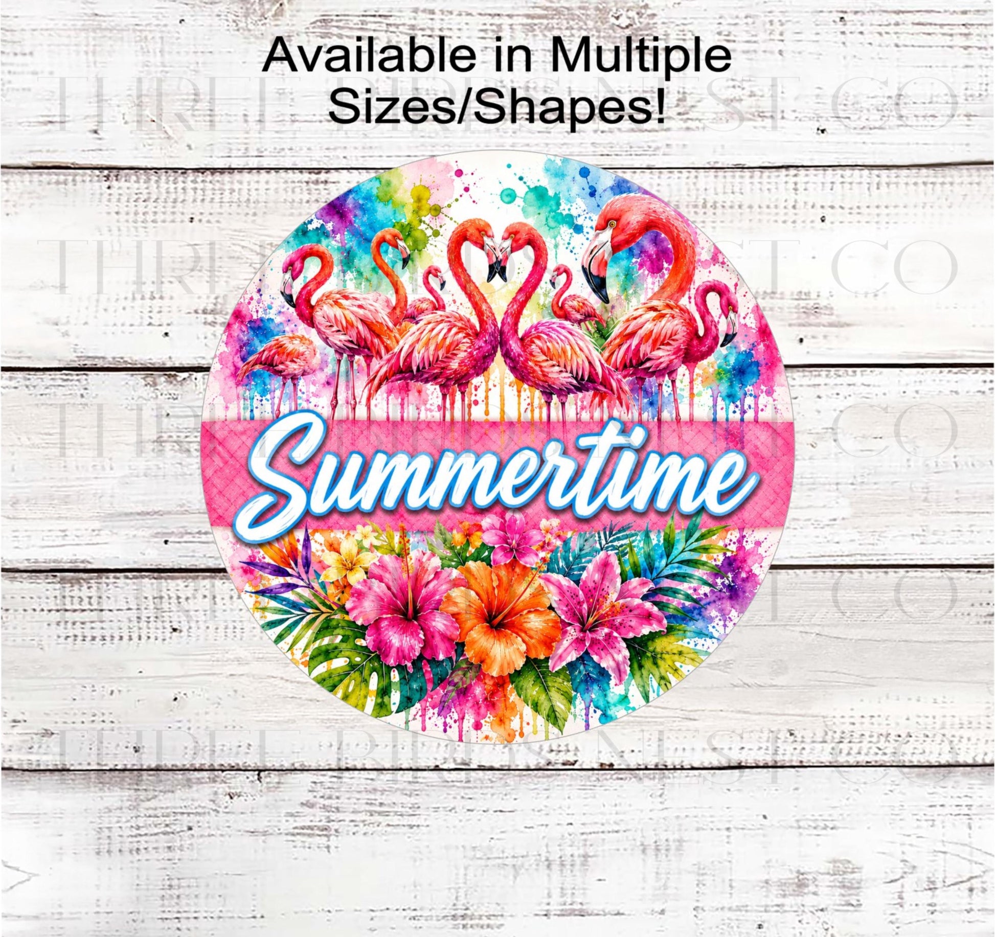 Flamingo Wreath Sign, Summertime, Hibiscus Flowers, Beach Lover- B2916