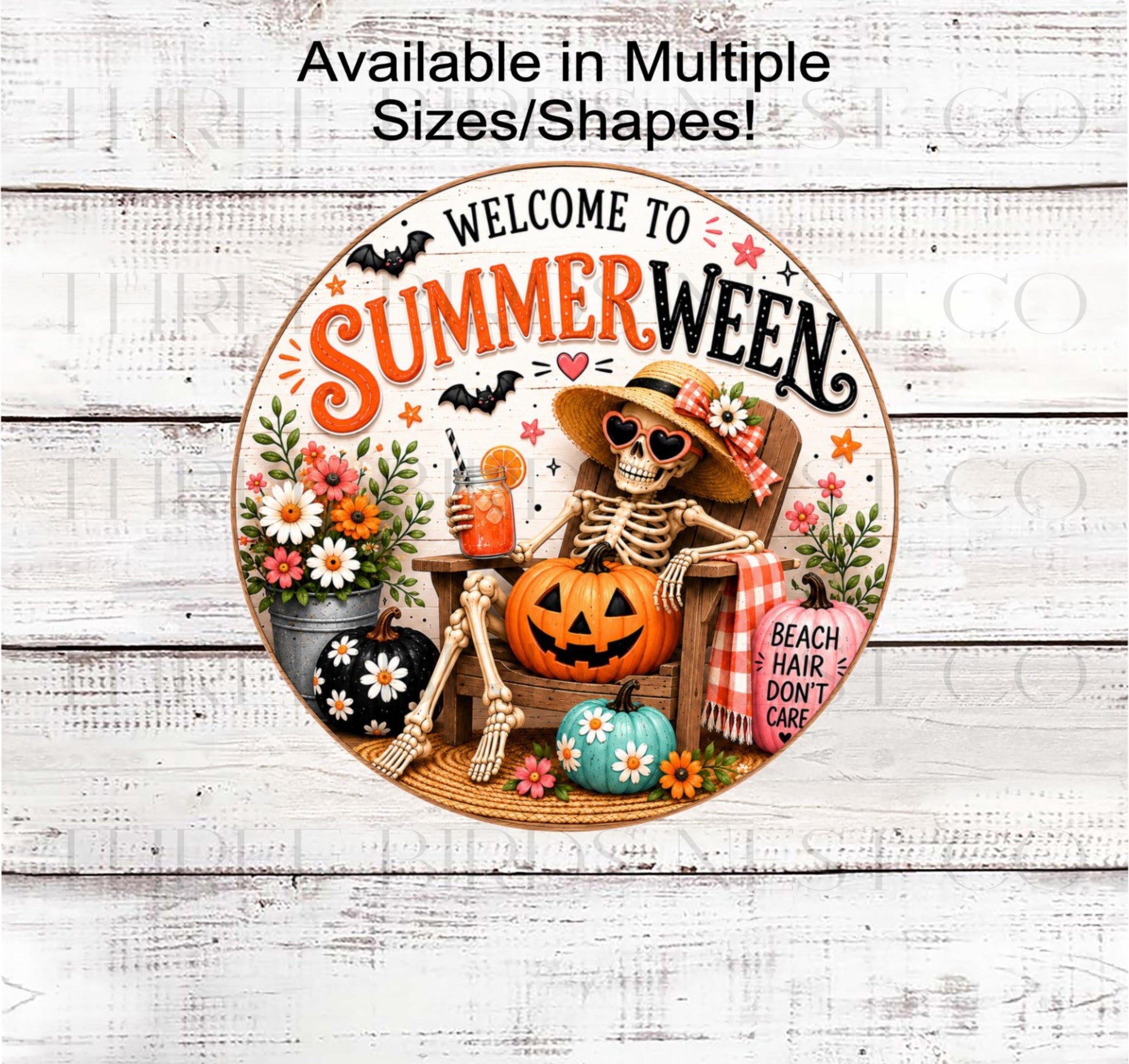 Halloween Wreath Sign, Summerween Skeleton- H2918- TLD