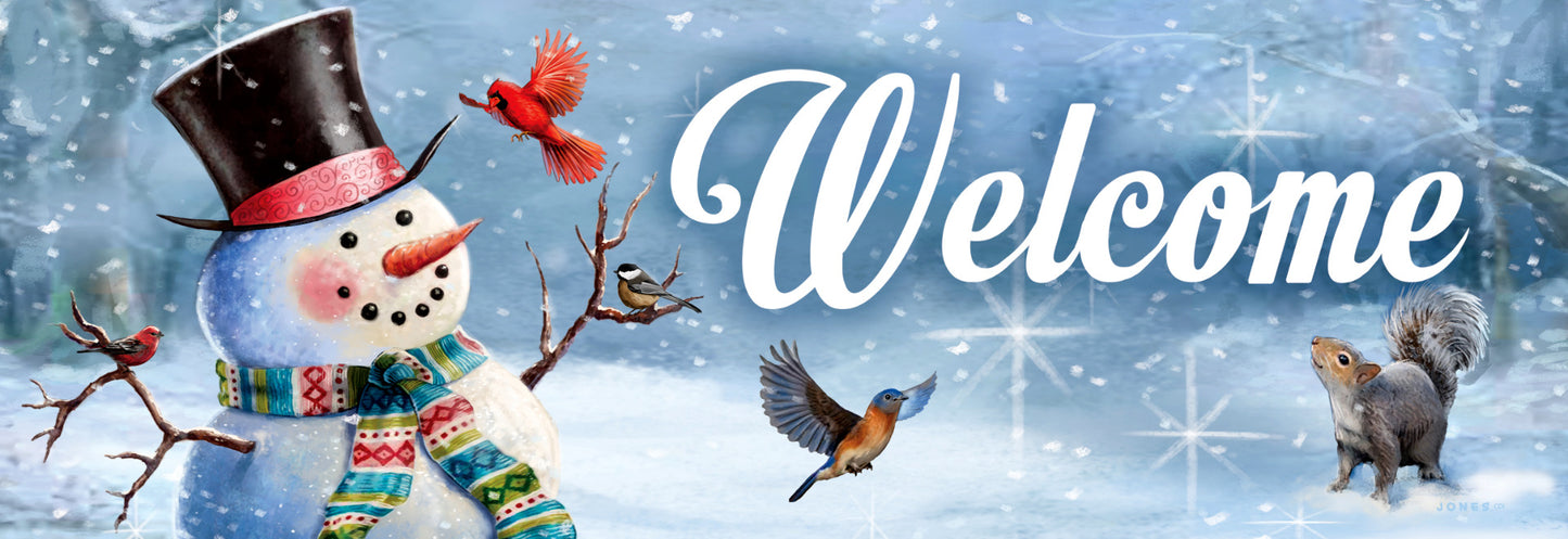 Snowman and Cardinal Welcome- PVC All Weather Sign