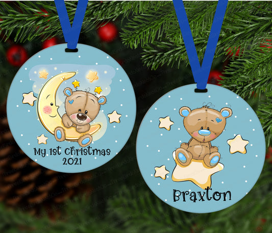 Baby's First Christmas Boy Teddy Bear Ornament