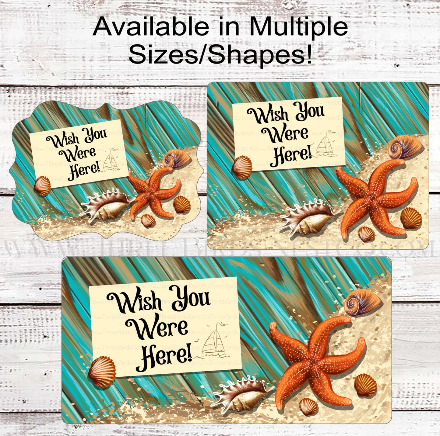 Wish You Were Here Starfish and Shells Beach Wreath Sign