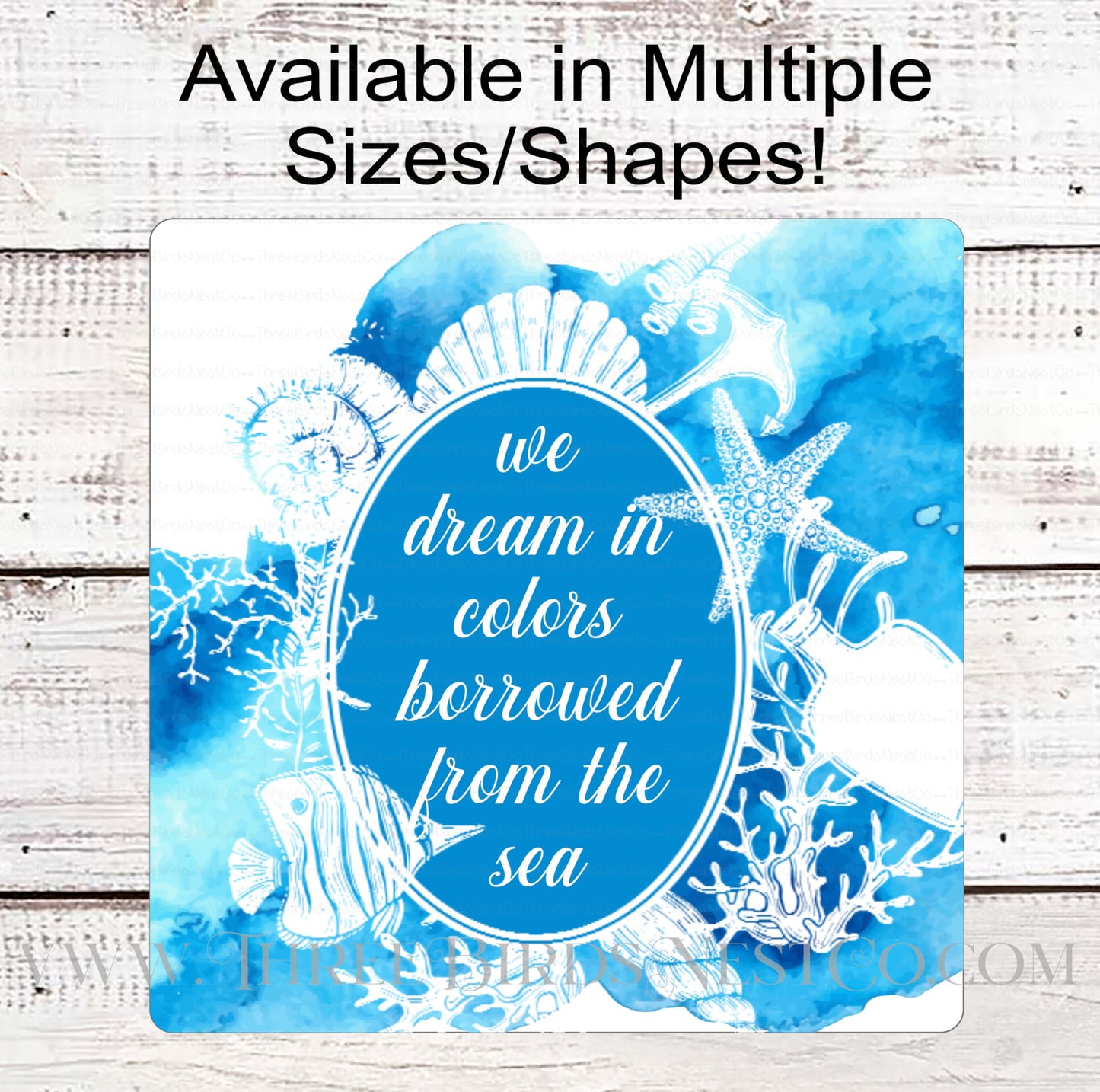 We Dream in Colors Borrowed from the Sea Seahorse Coral and Starfish Beach Wreath Sign