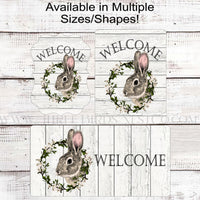 Rabbit Wreath Welcome Sign