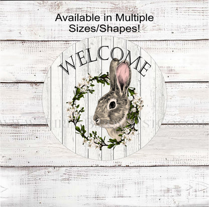 Rabbit Wreath Welcome Sign