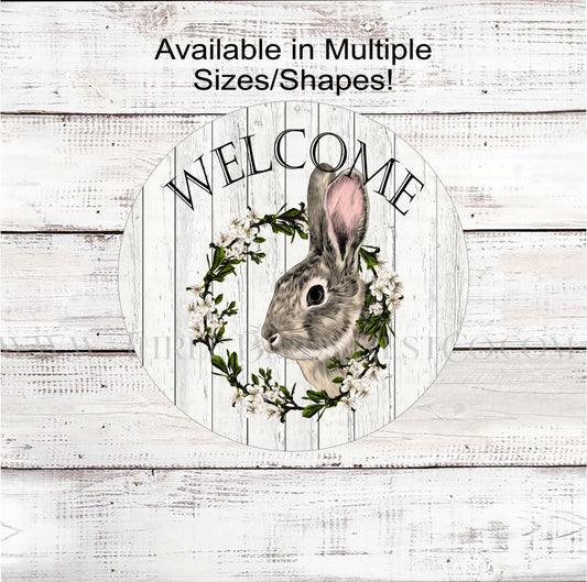 Rabbit Wreath Welcome Sign