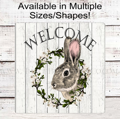 Rabbit Wreath Welcome Sign