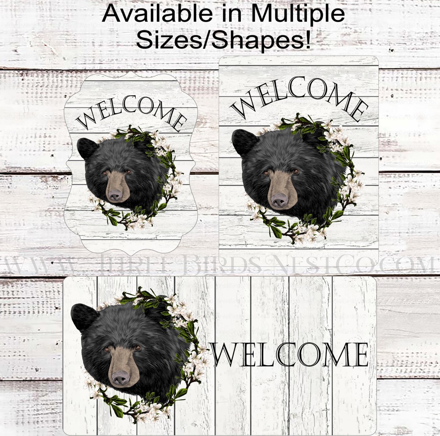 Bear Wreath Welcome Sign