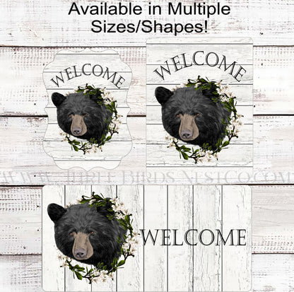 Bear Wreath Welcome Sign