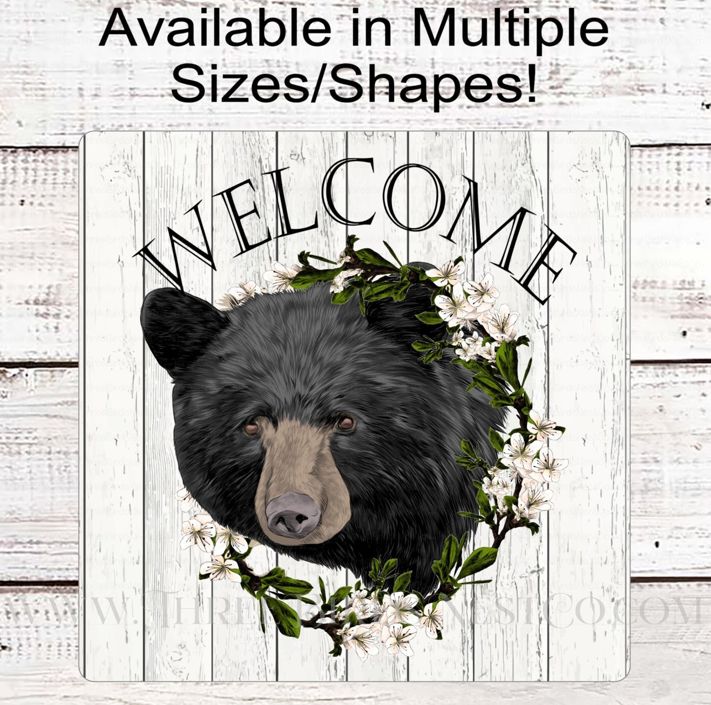Bear Wreath Welcome Sign