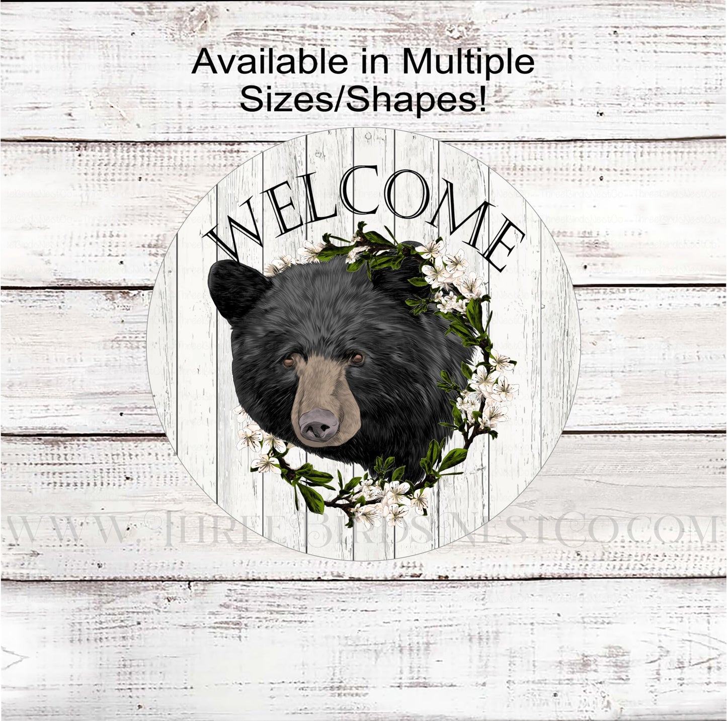 Bear Wreath Welcome Sign