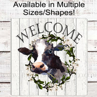 Cow Wreath Welcome Sign