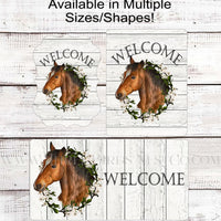 Brown Horse Wreath Welcome Sign