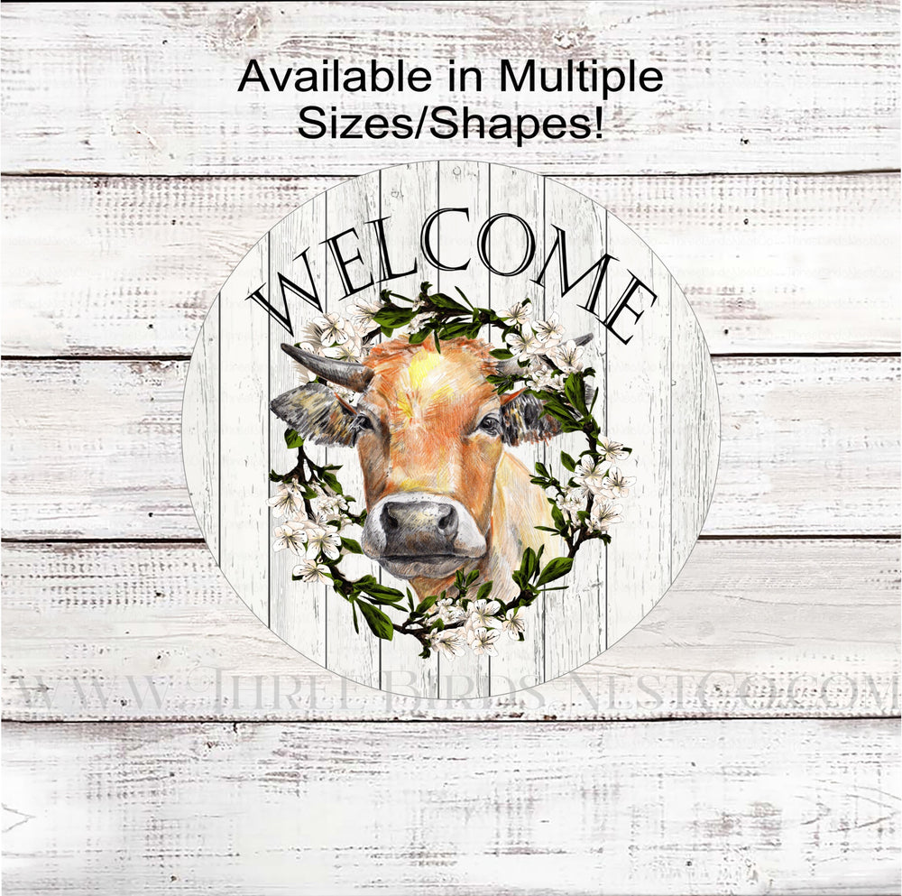 Cow/Bull Wreath Welcome Sign