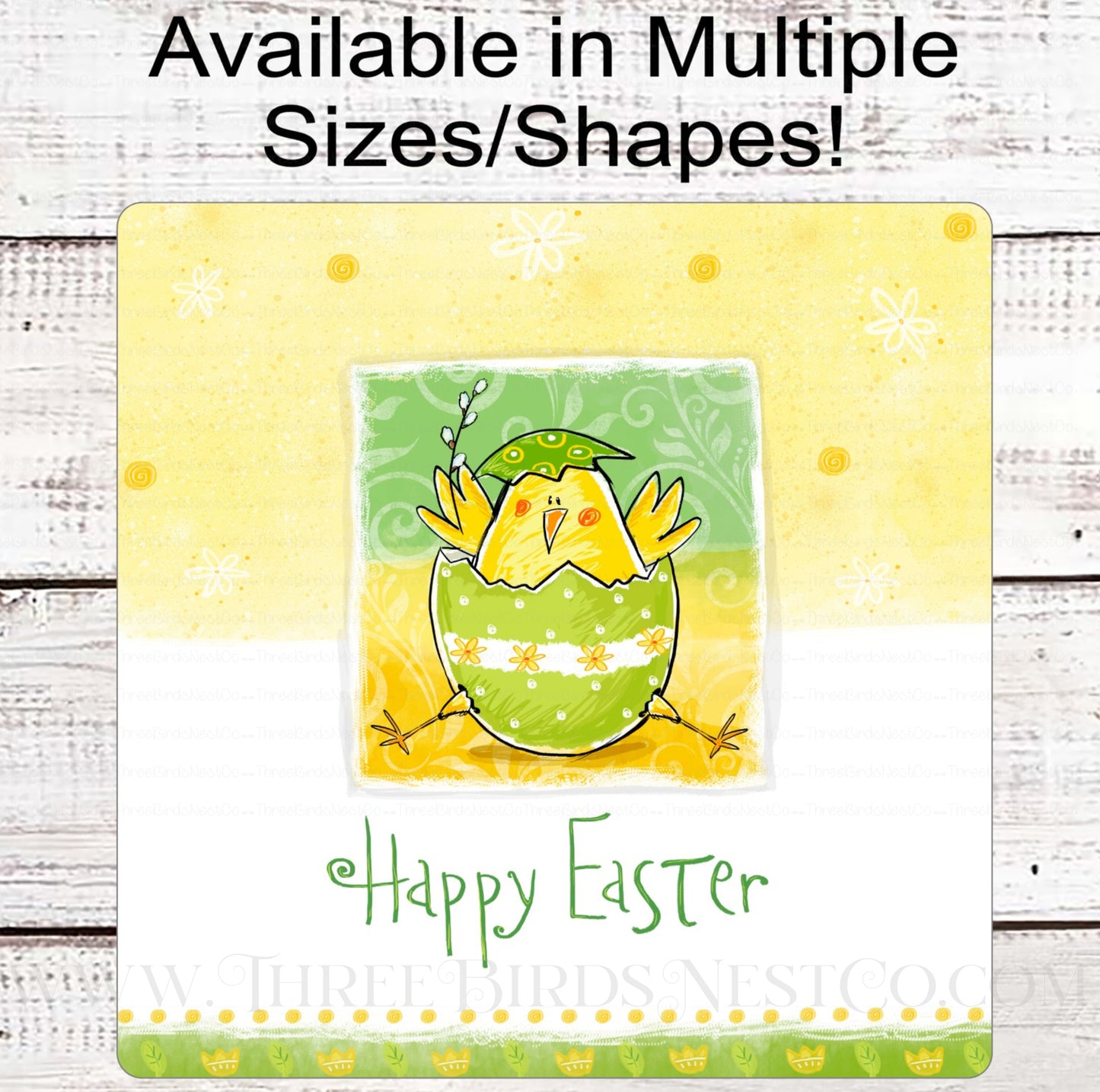 Happy Easter Chick in Egg Wreath Sign
