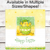 Happy Easter Chick in Egg Wreath Sign