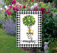 
              Personalized Lemons and Buffalo Plaid Welcome Garden Flag
            