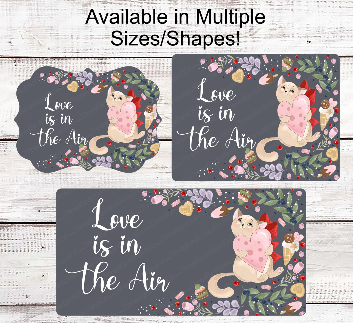 Love is in the Air Valentines Day Cat Wreath Sign