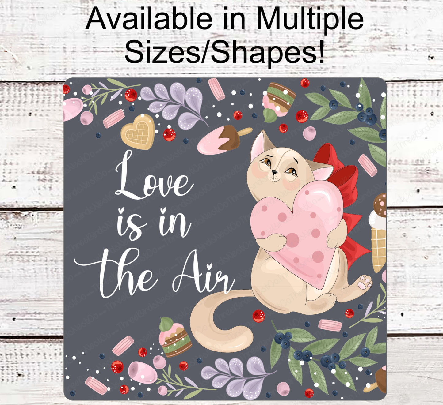 Love is in the Air Valentines Day Cat Wreath Sign