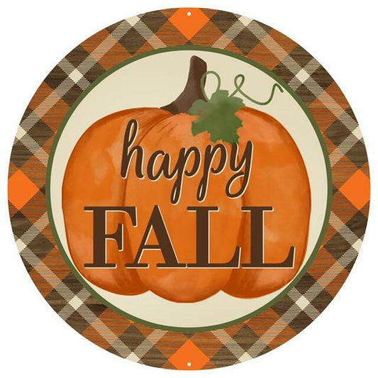 CBI MD0341- Happy Fall Plaid Pumpkin Sign