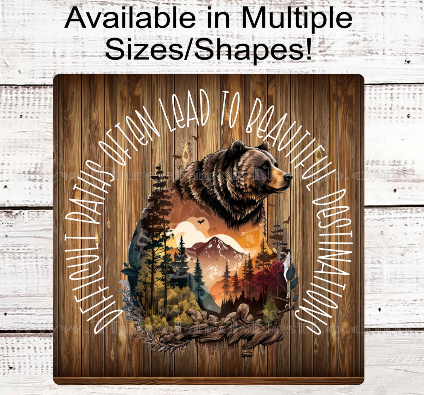 Mountains Bear Woodland Welcome Wreath Sign - Inspirational Signs