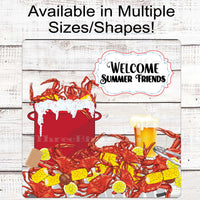 Welcome Summer Friends - Crab Feast Sign - Picnic Wreath Sign - Cookout and Grill Decor - Patio Decor - Summer Wreath Signs