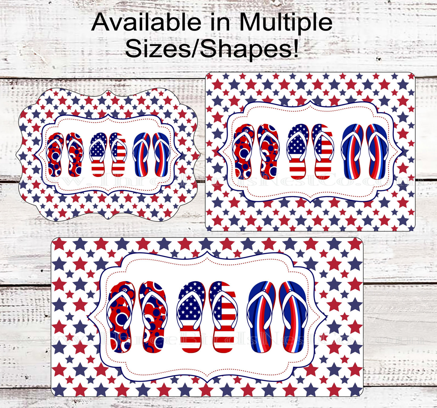 Patriotic Wreath Sign - Flip Flops Sign - Patriotic Welcome Sign - Patriotic Signs for Wreath - 4th of July Signs
