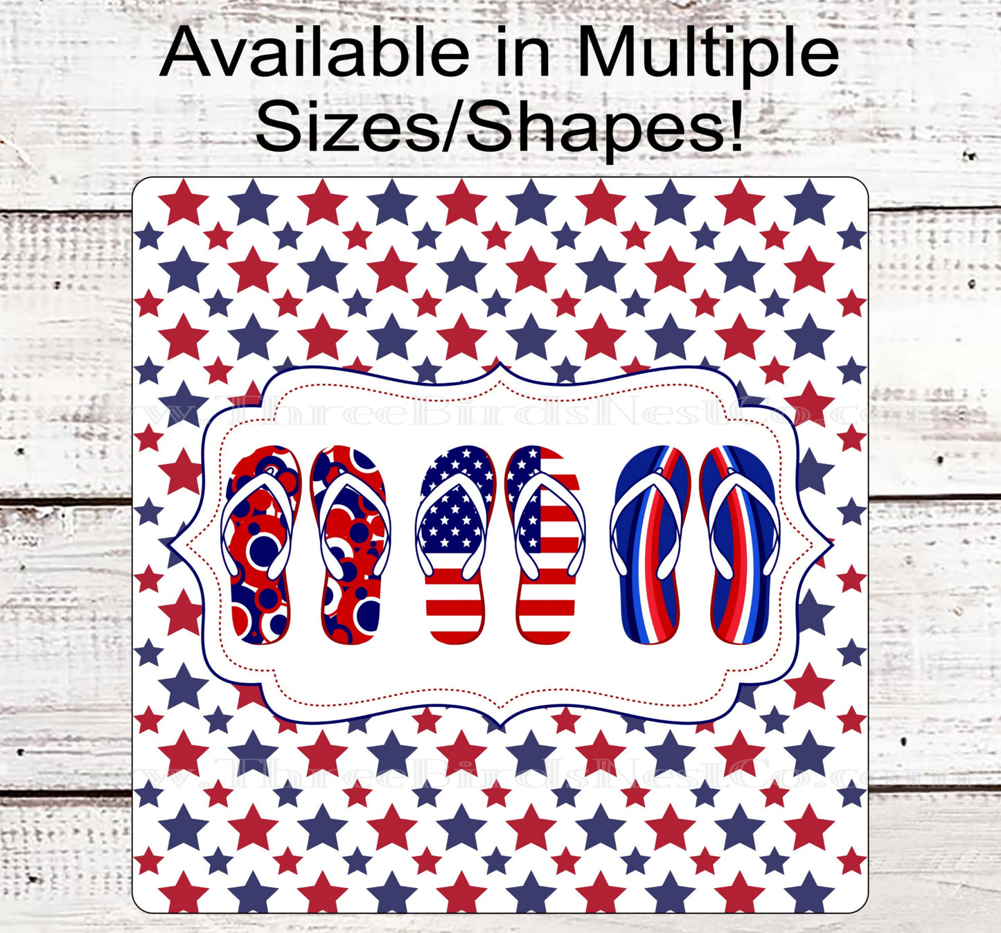 Patriotic Wreath Sign - Flip Flops Sign - Patriotic Welcome Sign - Patriotic Signs for Wreath - 4th of July Signs