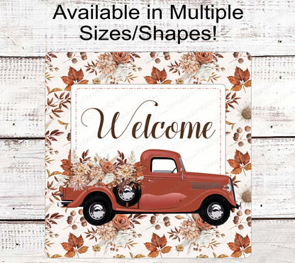 Fall Florals Welcome Wreath Sign