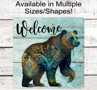 
              Woodland Bear Welcome Wreath Sign - Zentangle Bear
            