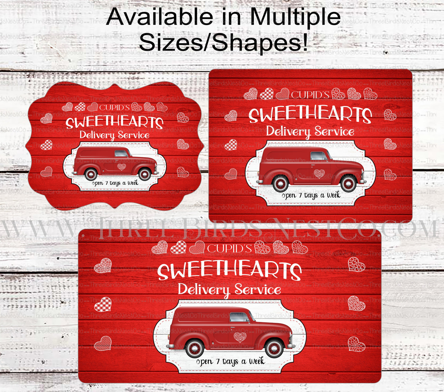 Valentines Red Truck Cupid Special Delivery Hearts Wreath Sign