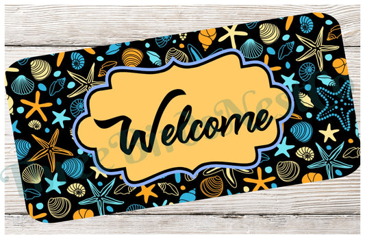 Beach Wreath Sign - Starfish Sign - Starfish Wreath - Starfish Decor - Beach Wreath - Beach Decor - Beach Welcome Sign - Sea Shells