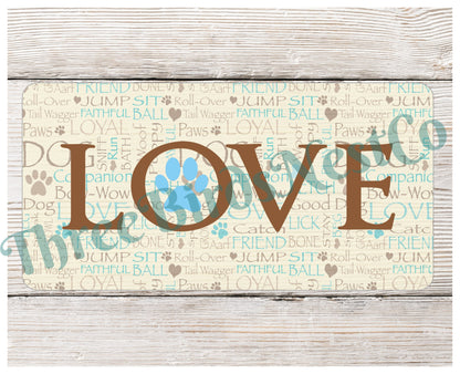 Dog Love Words Sign