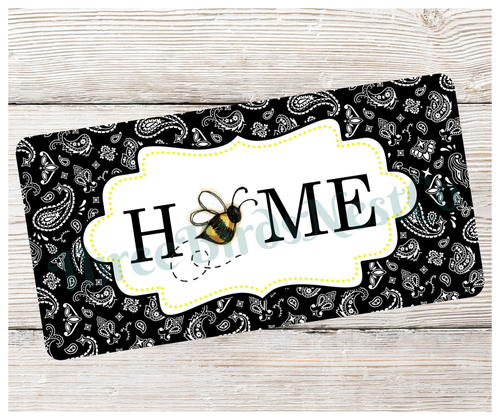 Bee Home on Black Bandanna Sign