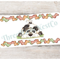 Shaggy Dog with Bone Biscuit Border Sign