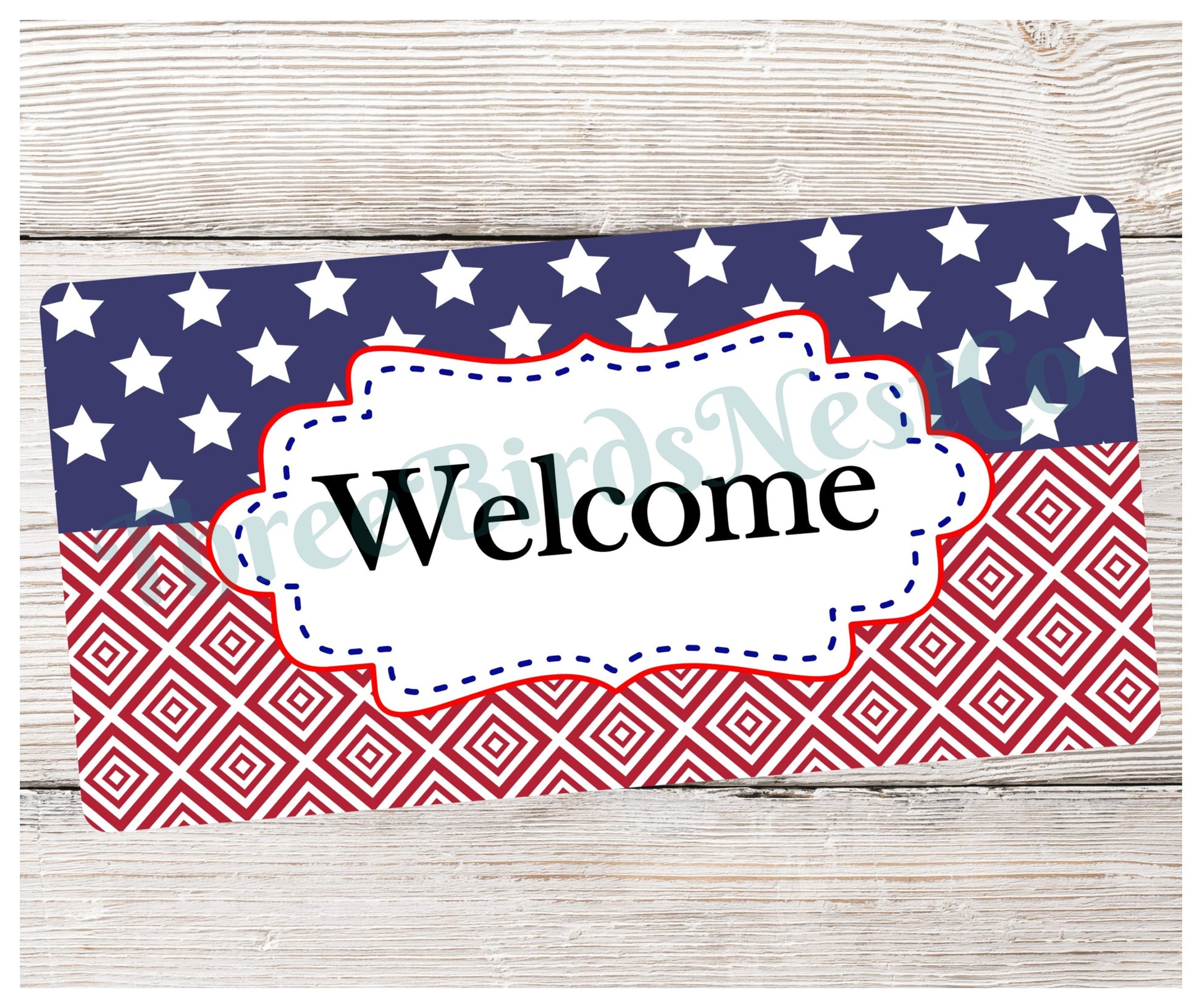 Patriotic Wreath Sign - Welcome Wreath Sign - Patriotic Sign - Patriotic Signs for Wreath - 4th of July Signs - Patriotic Wreath