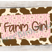 Farm Life Sign - Farm Girl Sign - Pink Cow Print - Cow Wreath Sign - Horse Wreath Signs - Farm Wreath