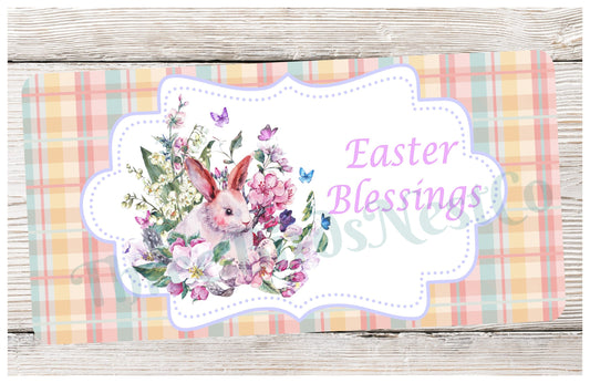 Easter Blessings on Plaid Sign