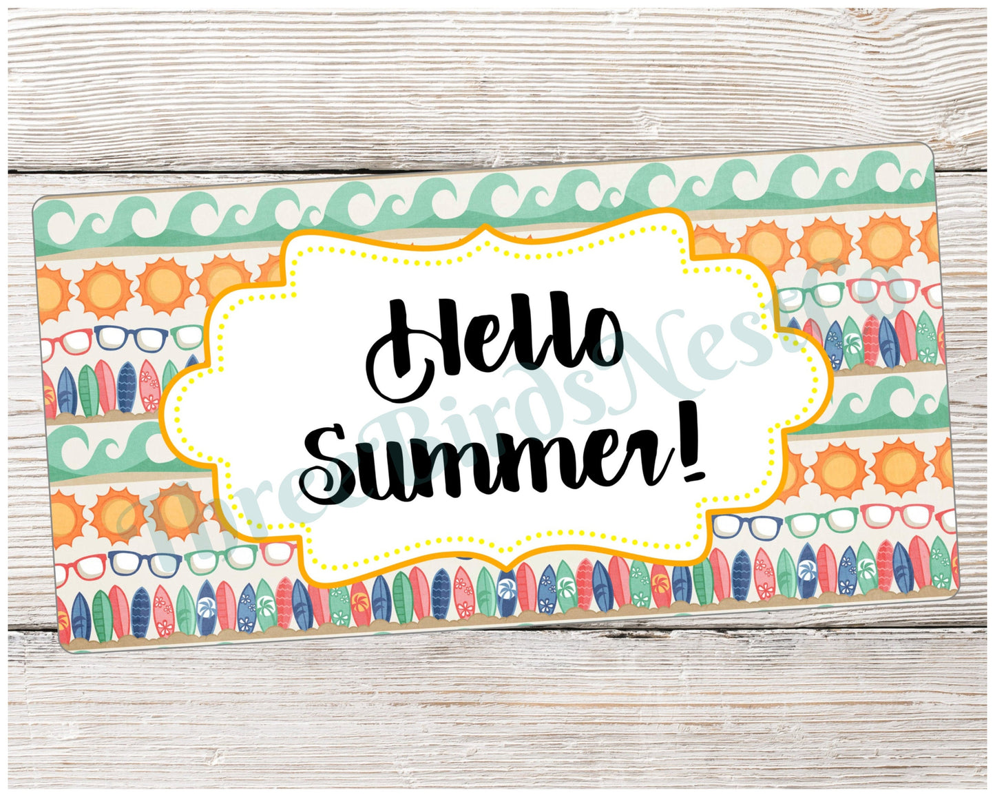 Hello Summer Beach Waves Sign
