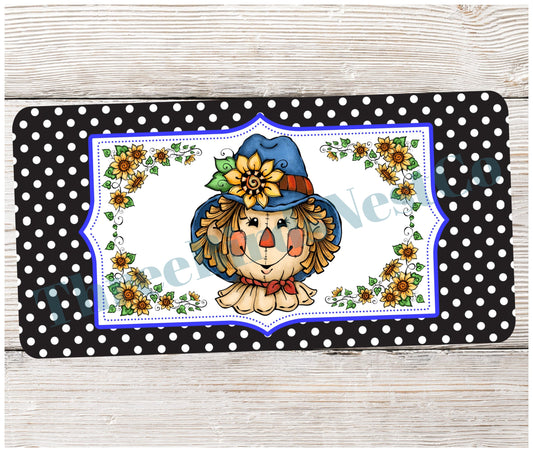 Fall Scarecrow Head on Dots Sign