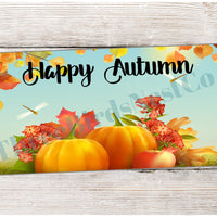 Happy Autumn Pumpkins and Dragonfly Sign