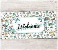 
              Beach Welcome Sign - Surfboard Sign - Dolphin Sign - Welcome Wreath Sign - Beach Wreath Signs
            