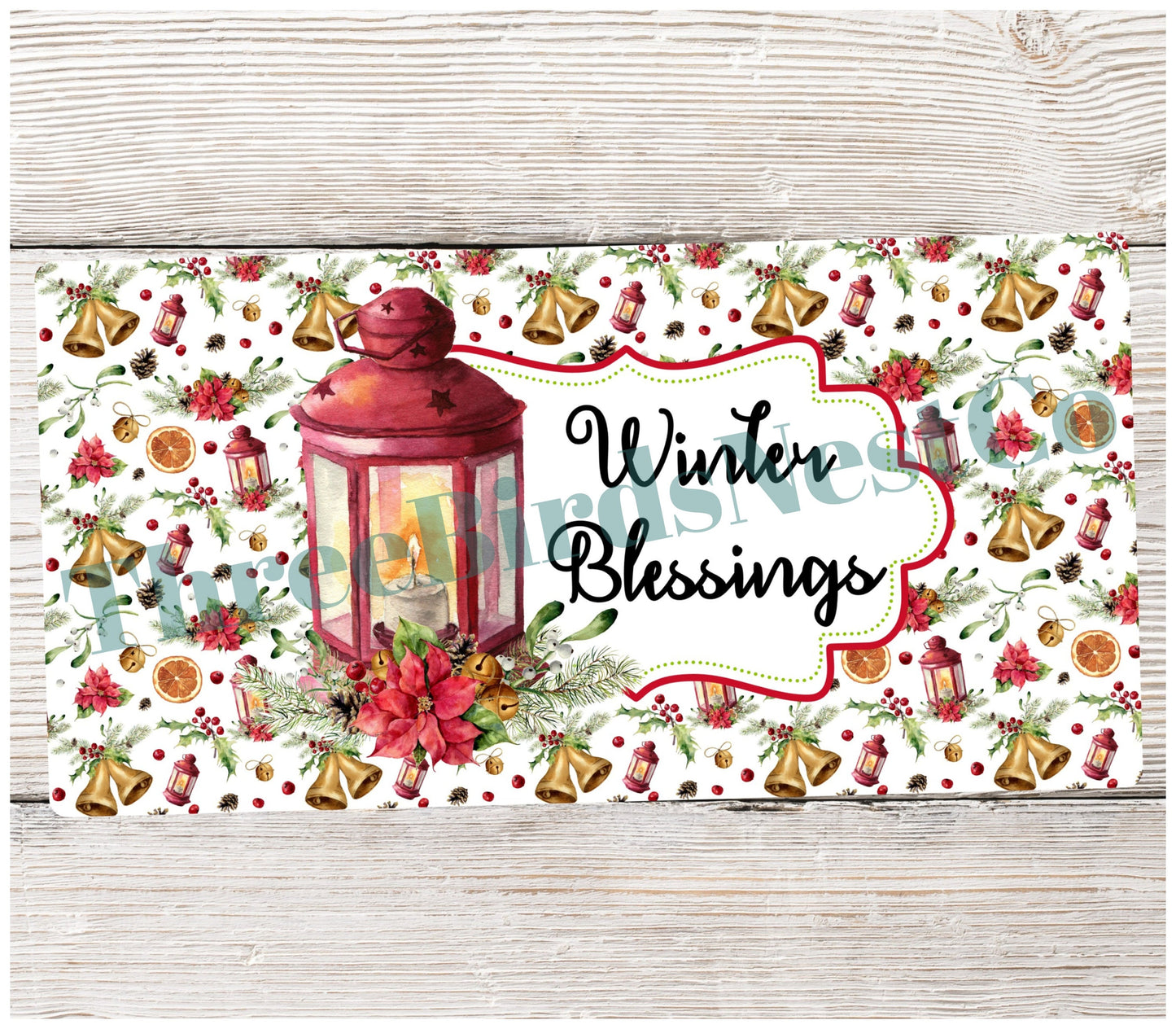 Winter Blessing Red Lantern Sign