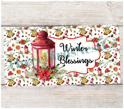 Winter Blessing Red Lantern Sign