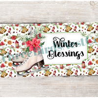 Winter Blessings Ice Skates Sign